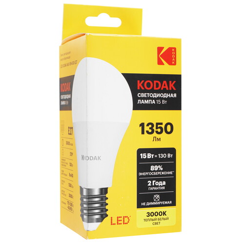 Купить Лампа светодиодная Kodak LED A60-15W-830-E27  5417522. Характеристики, отзывы и цены в Донецке