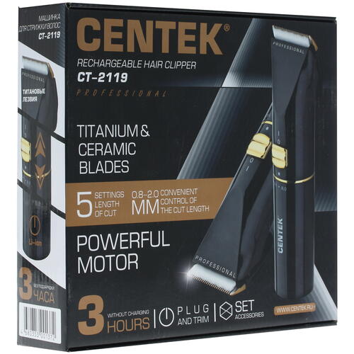 Купить Машинка для стрижки Centek CT-2119 черный/золотистый  1104437. Характеристики, отзывы и цены в Донецке