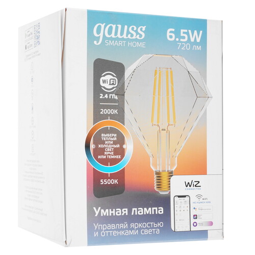 Купить Лампа филаментная Gauss Smart Home Filament Diamond  9114213. Характеристики, отзывы и цены в Донецке