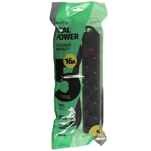 Купить Сетевой фильтр Perfeo REAL POWER PF_E1503 черный  9172336. Характеристики, отзывы и цены в Донецке