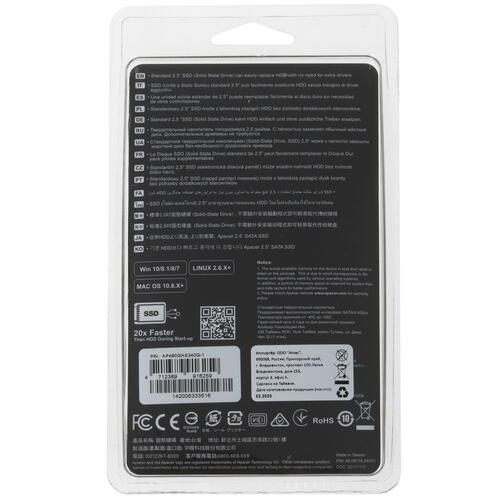 Купить 480 ГБ 2.5" SATA накопитель Apacer AS340 PANTHER [AP480GAS340G-1]  1628746. Характеристики, отзывы и цены в Донецке