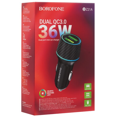 Купить Автомобильное ЗУ Borofone BZ21A черный  5639439. Характеристики, отзывы и цены в Донецке