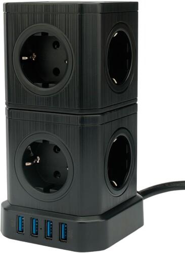 Купить Сетевой фильтр Cablexpert TWR-9-U4-B-2 черный  9154796. Характеристики, отзывы и цены в Донецке