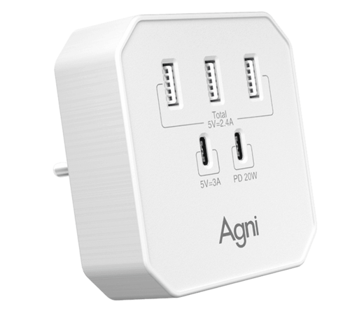 Купить Сетевое зарядное устройство AGNI TP-WB2U3E белый  9304175. Характеристики, отзывы и цены в Донецке