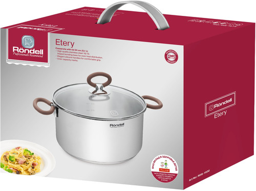 Купить Кастрюля Rondell Etery RDS-1600 5.1 л 24 см серебристый  9309601. Характеристики, отзывы и цены в Донецке