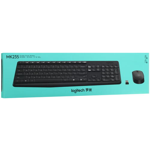 Купить Клавиатура+мышь беспроводная   Logitech MK235 серый  5464668. Характеристики, отзывы и цены в Донецке