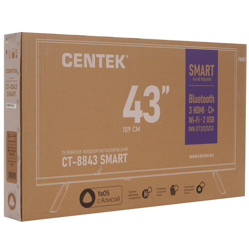 Купить 43" (109 см) Телевизор Centek CT-8843 Smart черный  9138259. Характеристики, отзывы и цены в Донецке