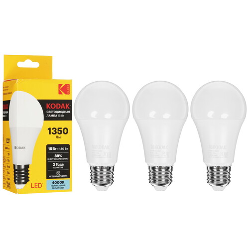 Купить Комплект светодиодных ламп Kodak A60-15W-840-E27  9305901. Характеристики, отзывы и цены в Донецке
