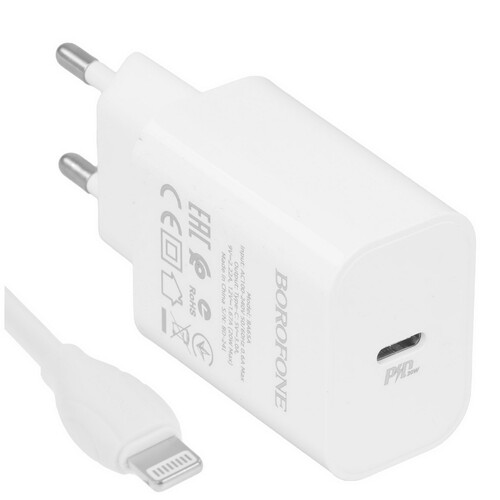 Купить Сетевое зарядное устройство Borofone BA65A белый  9244368. Характеристики, отзывы и цены в Донецке
