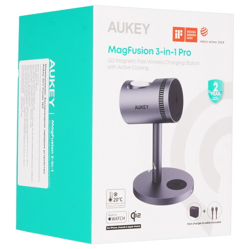 Купить Беспроводное зарядное устройство Aukey MagFusion 3-in-1 Pro серый  5600086. Характеристики, отзывы и цены в Донецке