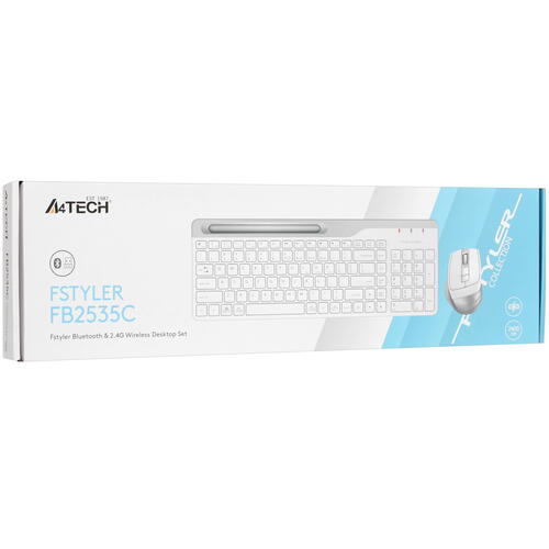 Купить Клавиатура+мышь беспроводная   A4Tech Fstyler FB2535C белый  5049211. Характеристики, отзывы и цены в Донецке