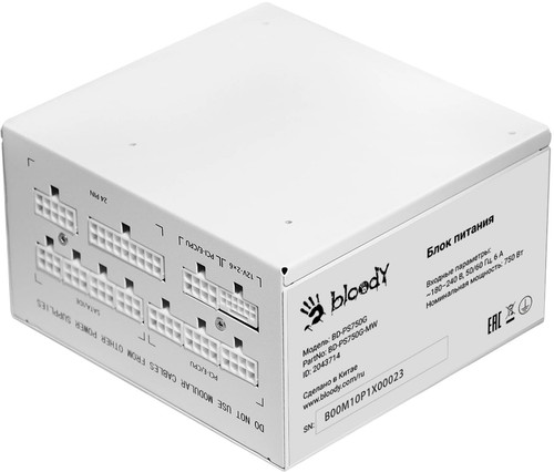 Купить Блок питания Bloody ATX 750W [BD-PS750G-MW] белый  9368256. Характеристики, отзывы и цены в Донецке