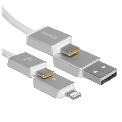 Купить Кабель круглый Baseus Lightning 8-pin, USB Type-C - USB 2.0 Type-A, USB Type-C белый 2 м  5627689. Характеристики, отзывы и цены в Донецке