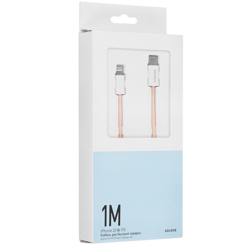 Купить Кабель круглый SOLOVE Lightning 8-pin - USB Type-C розовый 1 м  5479978. Характеристики, отзывы и цены в Донецке