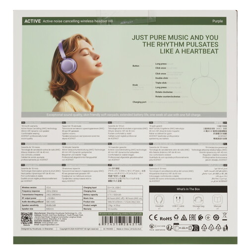 Купить Беспроводные наушники ACEFAST H8 фиолетовый 2025  9260038. Характеристики, отзывы и цены в Донецке