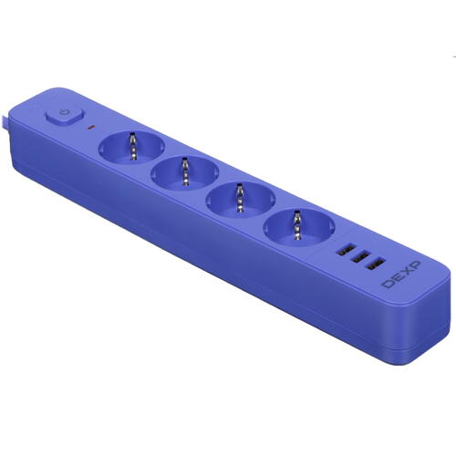 Купить Сетевой фильтр DEXP Intensity 418WU Blue синий  5419960. Характеристики, отзывы и цены в Донецке