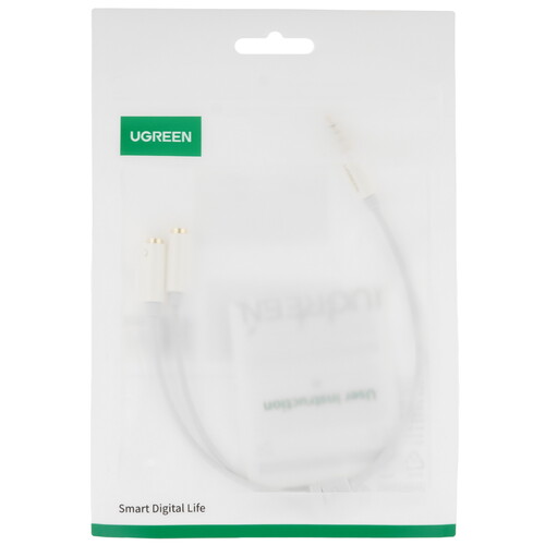 Купить Кабель соединительный   Ugreen 3.5 mm jack x2 - 3.5 mm jack белый  9154984. Характеристики, отзывы и цены в Донецке