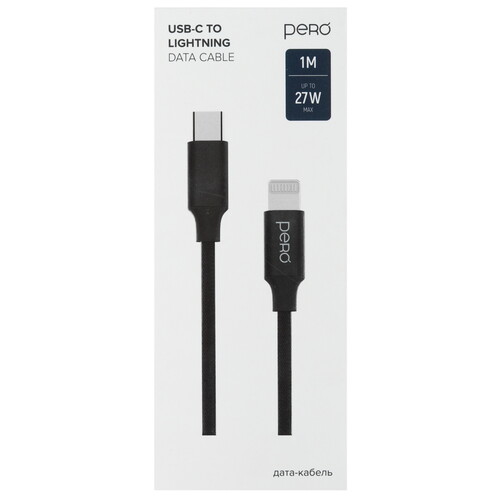 Купить Кабель круглый PERO Lightning 8-pin - USB Type-C черный 1 м  5365887. Характеристики, отзывы и цены в Донецке