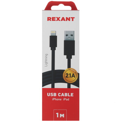 Купить Кабель круглый REXANT Lightning 8-pin - USB 2.0 Type-A черный 1 м  9131364. Характеристики, отзывы и цены в Донецке