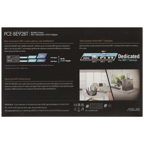 Купить Wi-Fi адаптер + Bluetooth ASUS PCE-BE92BT  5621326. Характеристики, отзывы и цены в Донецке