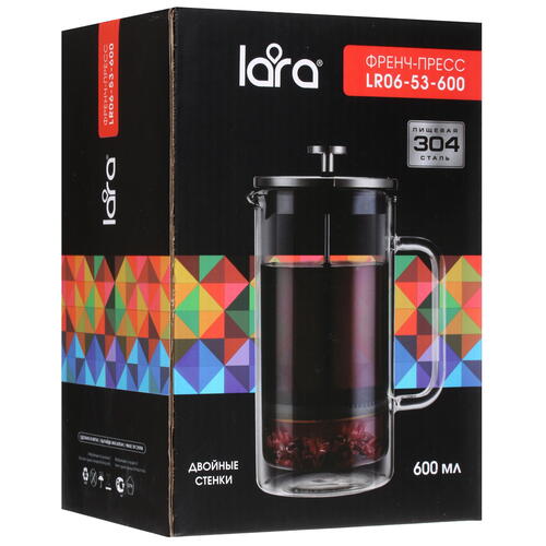 Купить Френч-пресс Lara LR06-53-600 прозрачный  8192437. Характеристики, отзывы и цены в Донецке