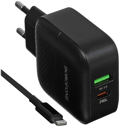 Купить Сетевое зарядное устройство Borofone BA46A черный  5474780. Характеристики, отзывы и цены в Донецке