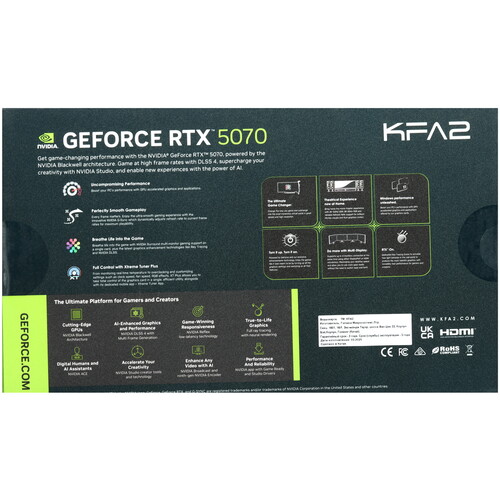 Купить Видеокарта KFA2 GeForce RTX 5070 CORE OC 2FAN LED Black  5621525. Характеристики, отзывы и цены в Донецке