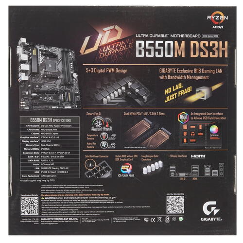 Купить Материнская плата GIGABYTE B550M DS3H  1663767. Характеристики, отзывы и цены в Донецке