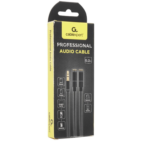 Купить Кабель   Cablexpert jack 3.5 мм - jack 3.5 мм х2 шт. черный  5452304. Характеристики, отзывы и цены в Донецке
