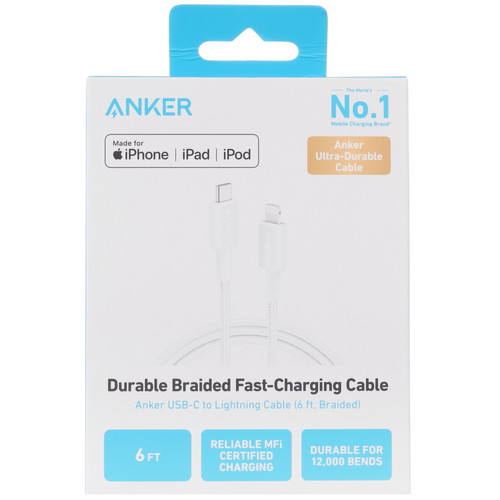 Купить Кабель Anker Lightning 8-pin - USB Type-A белый  5682904. Характеристики, отзывы и цены в Донецке