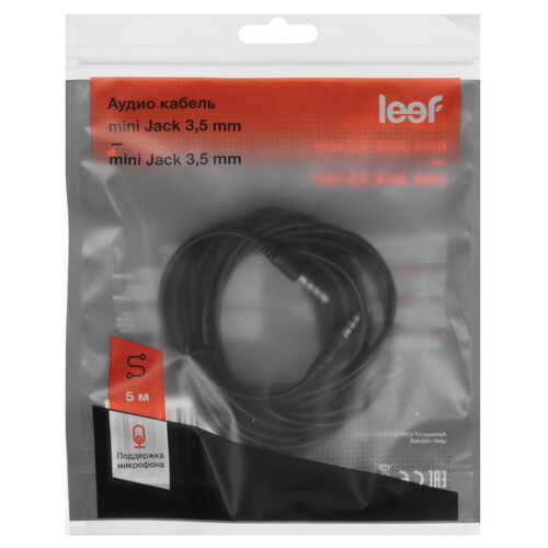 Купить Кабель   Leef jack 3.5 мм - jack 3.5 мм черный  5626557. Характеристики, отзывы и цены в Донецке