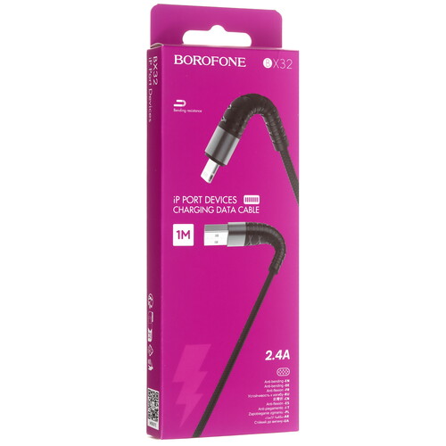 Купить Кабель круглый Borofone Lightning 8-pin - USB 2.0 Type-A черный 1 м  5475084. Характеристики, отзывы и цены в Донецке