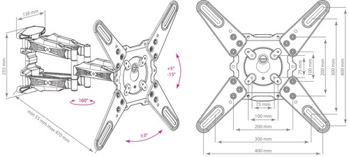 Купить Кронштейн для ТВ Kromax Atlantis-45 черный  1055029. Характеристики, отзывы и цены в Донецке