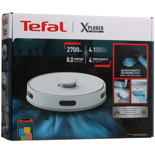 Купить Робот-пылесос Tefal X-plorer Serie 75 S RG8577WH белый  9250469. Характеристики, отзывы и цены в Донецке