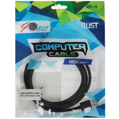 Купить Кабель круглый iOpen mini USB - USB 2.0 Type-A черный 1.8 м  5471515. Характеристики, отзывы и цены в Донецке