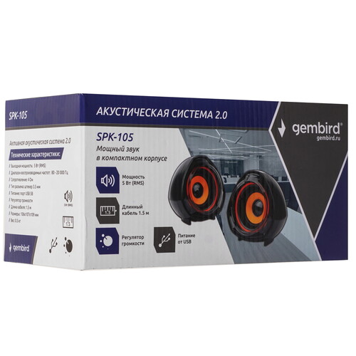 Купить Колонки Gembird SPK-105 черный  5356145. Характеристики, отзывы и цены в Донецке