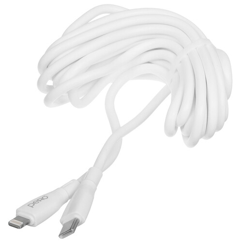 Купить Кабель круглый PERO Lightning 8-pin - USB Type-C белый 3 м  5474209. Характеристики, отзывы и цены в Донецке