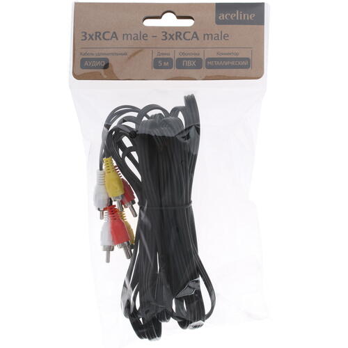Купить Кабель   Aceline RCA x3 - RCA x3 черный  1380501. Характеристики, отзывы и цены в Донецке