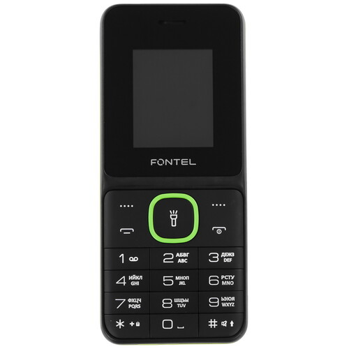 Купить Сотовый телефон Fontel FP210 черный/зеленый  9204089. Характеристики, отзывы и цены в Донецке