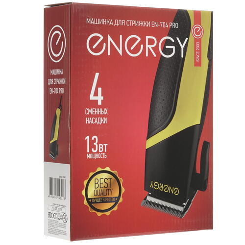Купить Машинка для стрижки Energy EN-704 Pro черный/желтый  8179091. Характеристики, отзывы и цены в Донецке