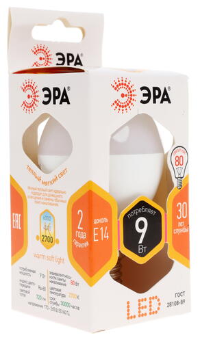 Купить Лампа светодиодная ЭРА LED smd P45-9w-827-E14  1184449. Характеристики, отзывы и цены в Донецке