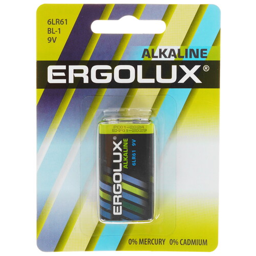 Купить Батарейка Ergolux Alkaline крона / крона (6LR61/6F22/CR-9V)  9105752. Характеристики, отзывы и цены в Донецке