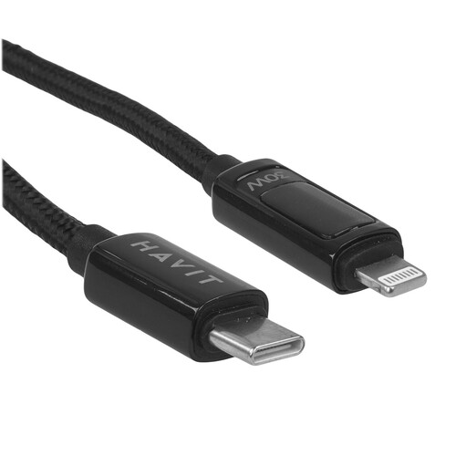 Купить Кабель круглый HAVIT Lightning 8-pin - USB Type-C черный 1.2 м  9228919. Характеристики, отзывы и цены в Донецке