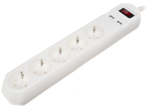 Купить Сетевой фильтр ЭРА USF-5es-1.5m-USB-W белый  1250754. Характеристики, отзывы и цены в Донецке