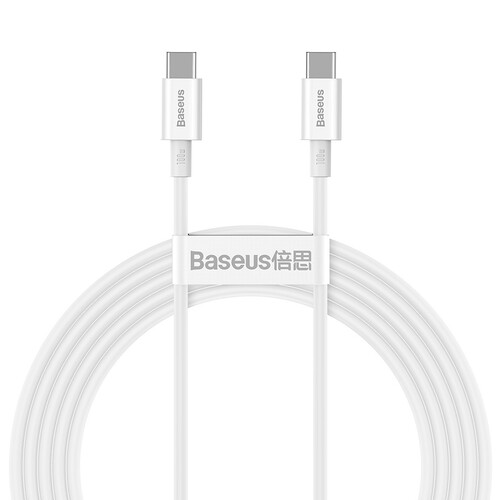 Купить Кабель круглый Baseus USB Type-C - USB Type-C белый 2 м  9260776. Характеристики, отзывы и цены в Донецке
