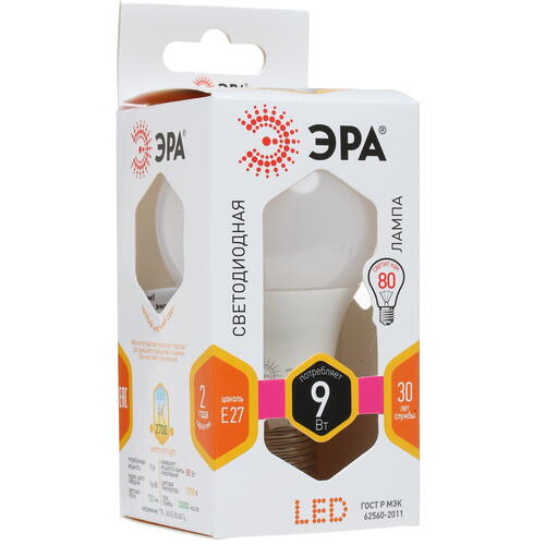 Купить Лампа светодиодная ЭРА LED E27/A60/9w/827  1305415. Характеристики, отзывы и цены в Донецке