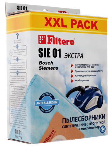 Купить Комплект пылесборник и фильтр Filtero SIE 01 XXL PACK голубой  1087888. Характеристики, отзывы и цены в Донецке