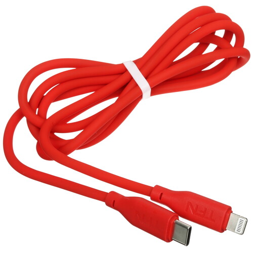 Купить Кабель круглый TFN Lightning 8-pin - USB Type-C красный 1.2 м  9174434. Характеристики, отзывы и цены в Донецке