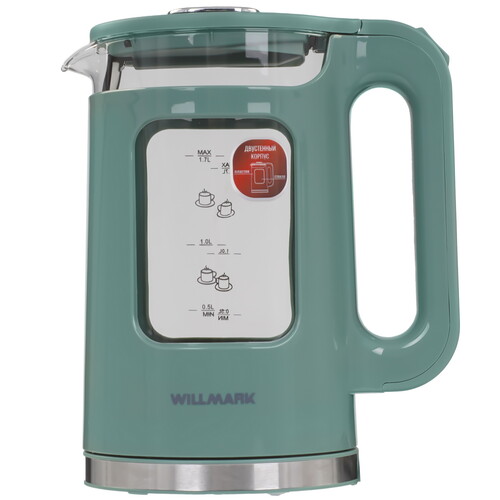 Купить Электрочайник WILLMARK WEK-1725G зеленый  9269578. Характеристики, отзывы и цены в Донецке