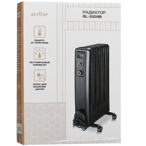 Купить Масляный обогреватель Aceline OL-2009B черный  5426002. Характеристики, отзывы и цены в Донецке